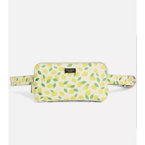 Kate Spade New York Zip Lemon Print Leather Waist Belt Bag Size L/XL - Picture 1 of 7